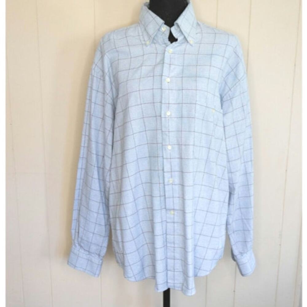 Fabio Inghirami Blue Stripe Cotton Men's Button Down, Size Large